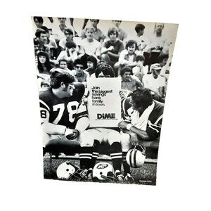 1971 Dime Savings Bank Ad NY Jets Players On Bench Vintage Print Advertisement
